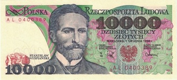 Banknot 10000 zł 1988 r. DL Stanisław Wyspiański