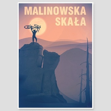 Malinowska Skała - rower - plakat - Beskid Śląski