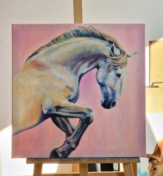 Obraz koń, malarstwo olejne 60x60cm