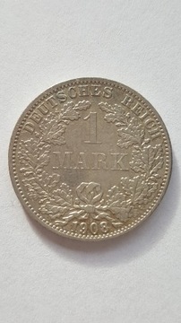 1 Mark 1908 A Deutsches Reich Niemcy srebro #60