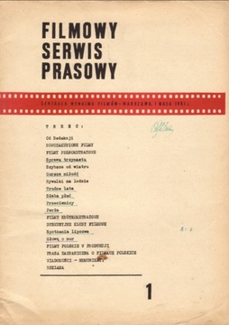 Filmowy Serwis Prasowy nr 1 Maja 1961 r.