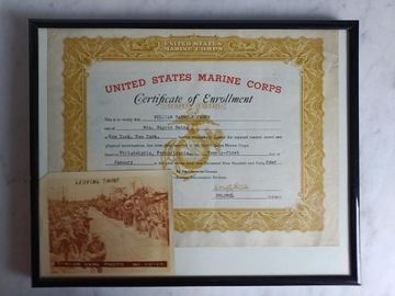 Certyfikat zaciągnięcia do USMC oryginał Pacyfik 