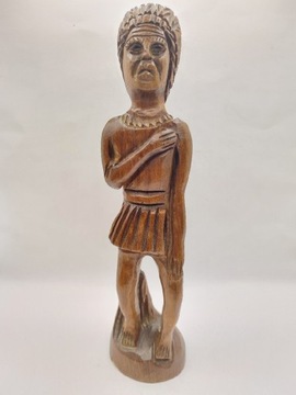 Figurka Afryka rzeźba etniczna wojownik drewniana figurka kolekcjonerska 