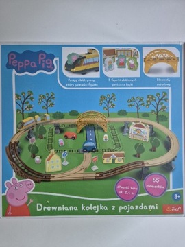  Elektryczna drewniana kolejka z pojazdami  Peppa