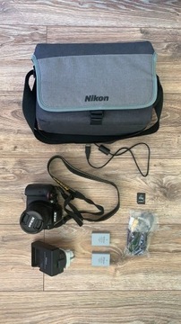Sprzedam zestaw z lustrzanką Nikon D3300 - Niski p