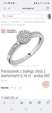 Pierścionek apart z brylantami/diamentami 0,16ct