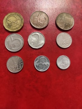 Zestaw monet Czechy 9 sztuk każda inny rocznik