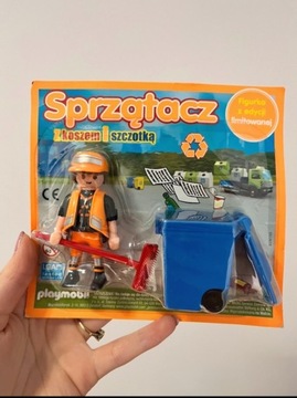 Figurka Playmobil sprzątacz z koszem i szczotką