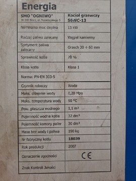 Piec co OGNIWO  13 KW