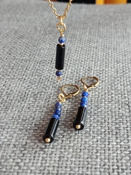 Biżuteria łańcuszek kolczyki ONYKS lapis lazuli