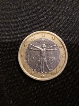 Moneta 1 euro Italia 2002 Leonardo 