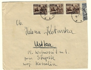 Koperta z 1948r z 3 znaczkami nr 513