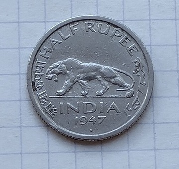 #402 Indie brytyjskie 1/2 rupii 1947 Bombaj