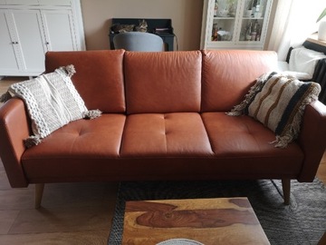 Sofa ze skóry naturalnej karmelowa