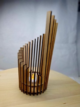 Świecznik lampion drewniany