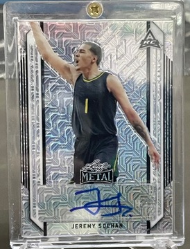 Jeremy Sochan karta NBA autograf Metal Leaf