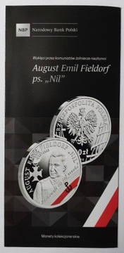 Folder 10 zł 2018 - August Emil Fieldorf ps. "Nil"