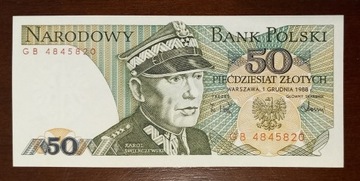 50 zł złotych - 1988 r. seria GB - stan 1 UNC
