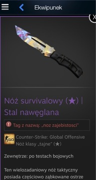 Survival knife ,,stal nawęglana’’