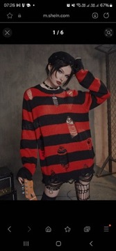 Gothic luźny sweter z dziurami Y2K Shein