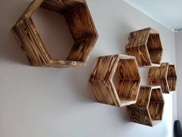 Heksagony półki drewniane
