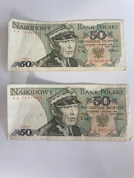 Banknoty 50 zł 1988r Karol Świerczewski KH KG