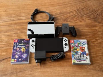 Nintendo Switch OLED White GWARANCJA + 2 Gry