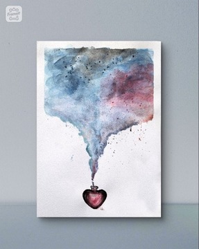 Obraz plakat akwarela miłość serce love poison