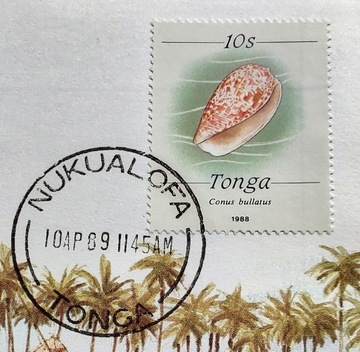 TONGA 1989 znaczek + koperta 12,6cm x 17,6cm