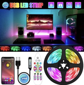 Taśma Led 5metrów RGB z USB Bluetooth 5V