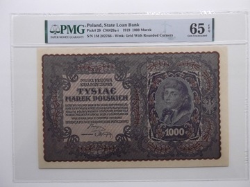 1000 marek 1919  I Serja M  PMG65  EPQ  R1