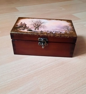 Szkatułka  pudełko drewniane w stylu vintage