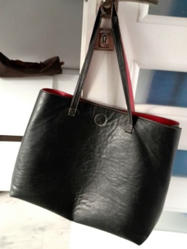Shopper bag x 2 duża torebka czarna i brązowa