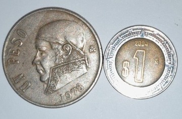 Am. Połud.Meksyk 1 peso 1978,1 peso 2004