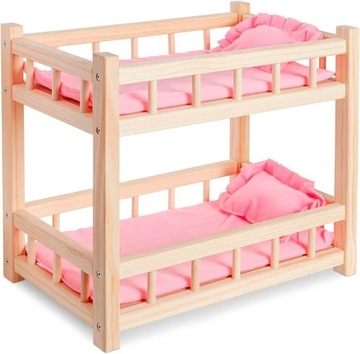 WOODTASTIC Drewniane łóżko piętrowe dla lalek