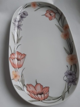 Półmisek vintage polska porcelana Karolina kwiaty biały