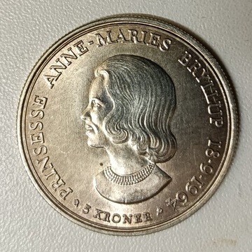 Dania 5 korony 1964 r - srebro