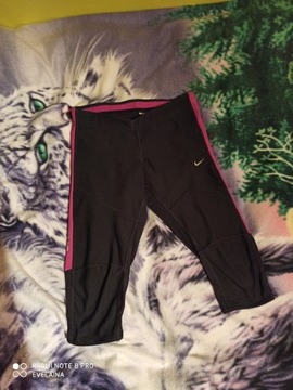 Legginsy Nike 3/4 czarno różowe s 36