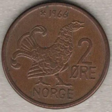 Norwegia 2 ore 1966 brąz 21 mm nr 1