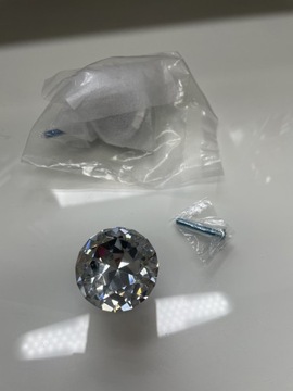 Gałka uchwyt 2x kryształ diament srebrna 26 mm
