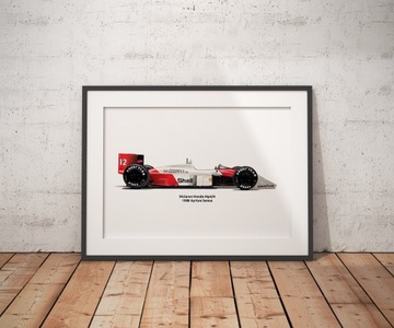Plakat Print Formuła 1 Mclaren MP4/4 - Ayrton Senna 1988 F1 A3