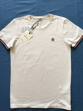 MONCLER ______ BIAŁY T-SHIRT ______ r. S - NOWY