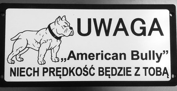 Tabliczka uwaga zły pies American bully