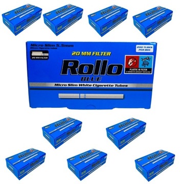 10 x ROLLO BLUE 5,5 mm 200 GILZY PAPIEROSOWE SLIM