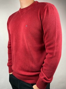 Sweter z okrągłym dekoltem Tommy Hilfiger M czerwony