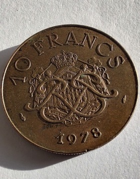 MONAKO Monaco 10 Francs 1978 ŁADNA