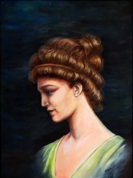 Ręcznie malowany portret. Hypatia z Aleksandrii 