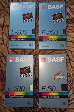 4 kasety VHS  BASF HS, 3 x E-200 i E -180