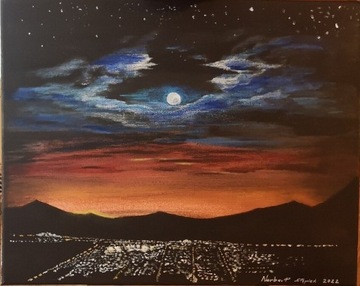 Obraz płótno - akryl (miasto nocą) 40x50cm