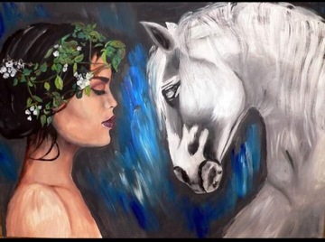 Princess and white horse obraz akrylowy